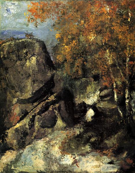 Rock in the Forest of Fontainbleau, 1868 - Поль Сезанн