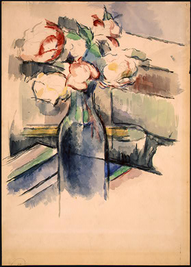 Roses in a Bottle, 1904 - Поль Сезанн