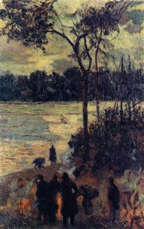 Hoguera junto a una ría - Paul Gauguin
