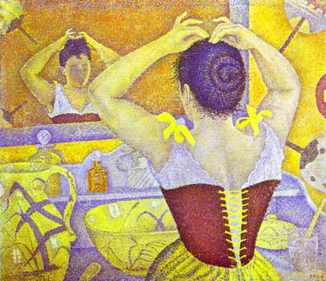 Paul Signac A Woman at Her Toilette Wearing a Purple Corset 1893 Museum Quality Oil Painting Reproduction D5060