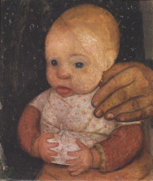 Infant with her ​​mother's hand, c.1903 - Paula Modersohn-Becker