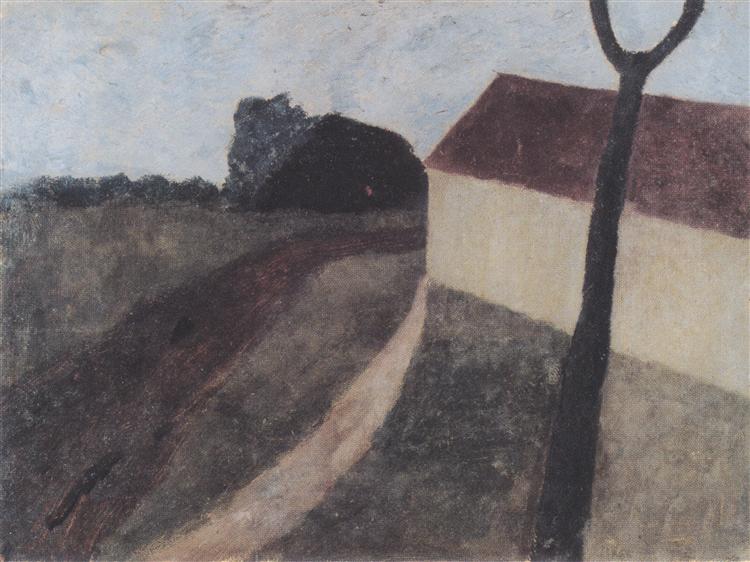 Twilight landscape with house and fork, c.1900 - Paula Modersohn-Becker