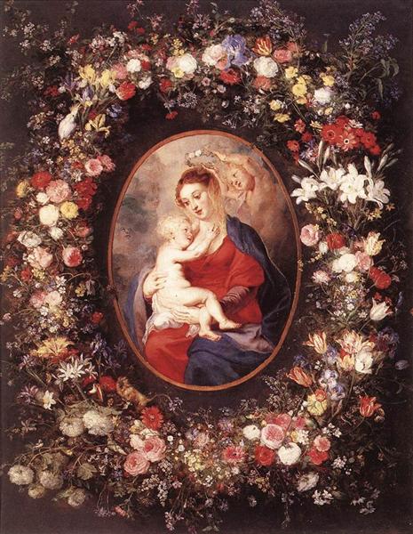 The Virgin and Child in a Garland of Flowers, 1621 - Pierre Paul Rubens