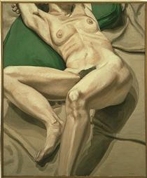 Nude on Green Cushion - Philip Pearlstein