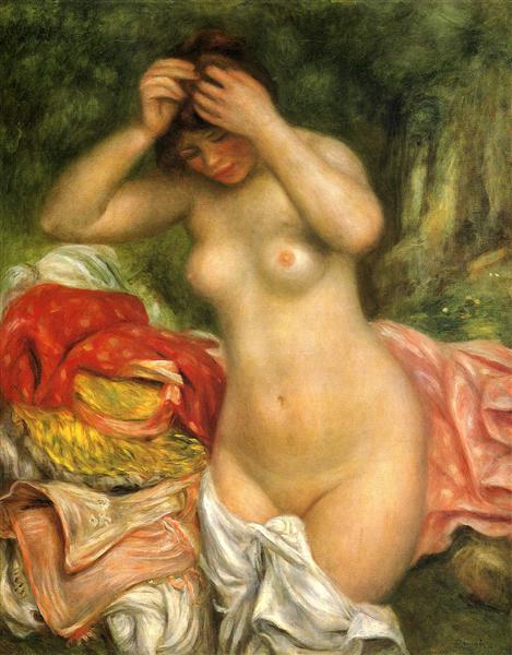 Bather Arranging her Hair, 1893 - 雷諾瓦