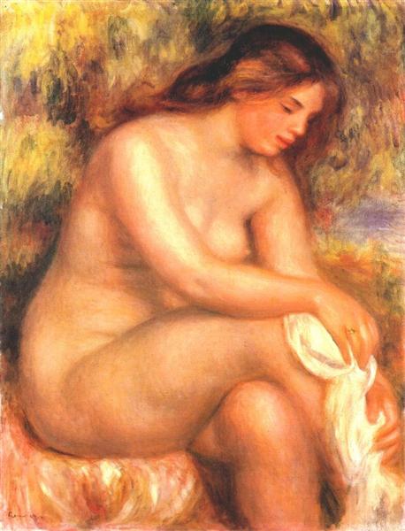 Bather drying her leg, c.1910 - 雷諾瓦