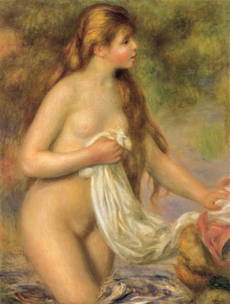 Bather with Long Hair, c.1895 - 雷諾瓦