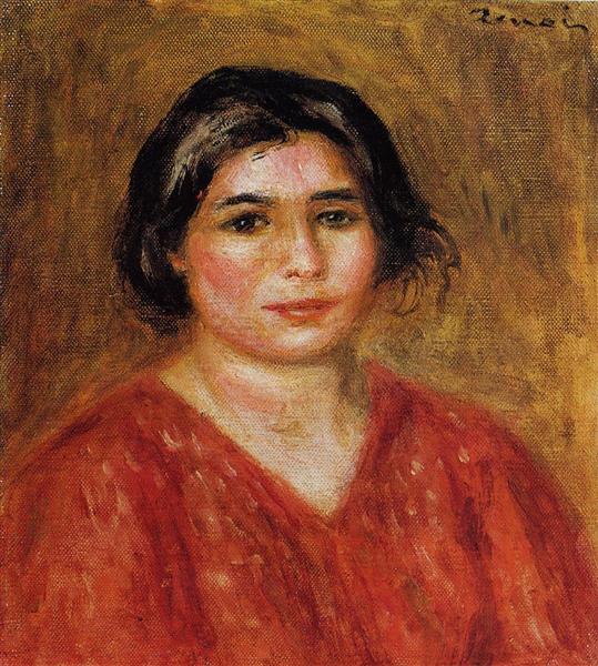 Gabrielle in a Red Blouse, 1913 - 雷諾瓦
