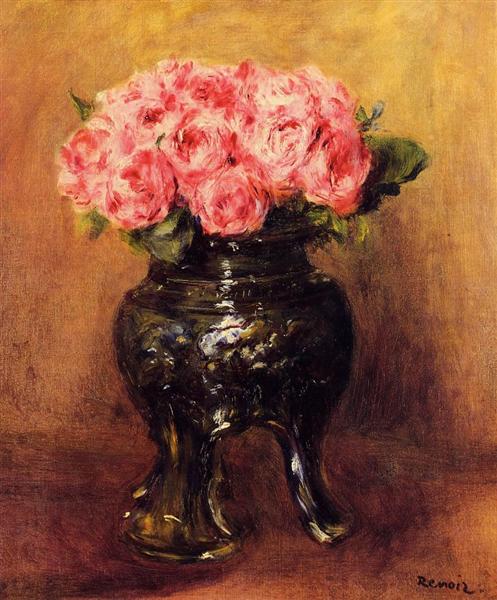 Roses in a China Vase, c.1876 - 雷諾瓦