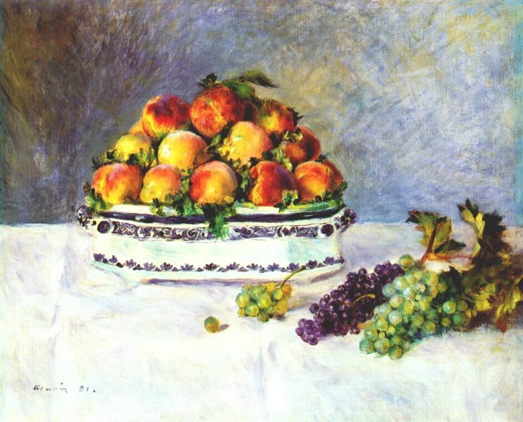 Still life with peaches and grapes, 1881 - Pierre-Auguste Renoir