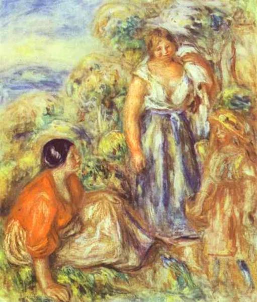 Two Women and a Child - Auguste Renoir