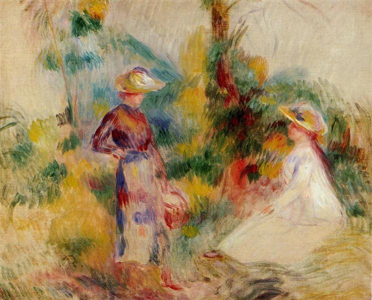Two Women in a Garden, c.1906 - 雷諾瓦