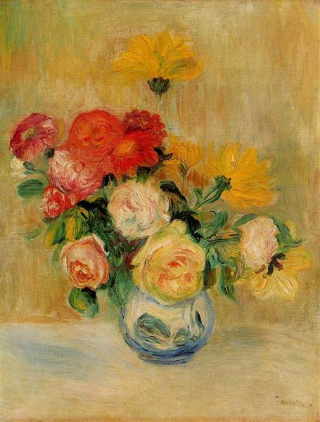 Vase of Roses and Dahlias, c.1883 - 1884 - Auguste Renoir