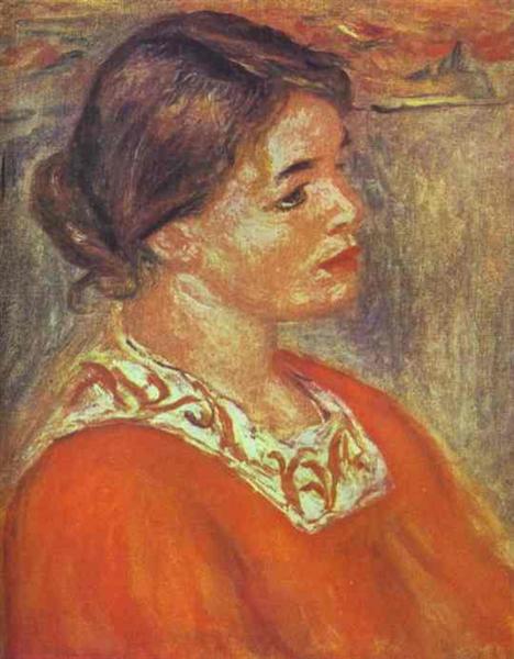 Woman in a Red Blouse - Pierre-Auguste Renoir