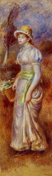 Woman with a Basket of Flowers, c.1890 - Auguste Renoir