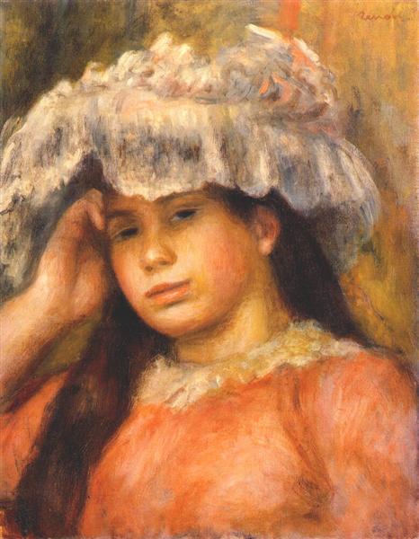 Young Woman Wearing a Hat, 1894 - 雷諾瓦