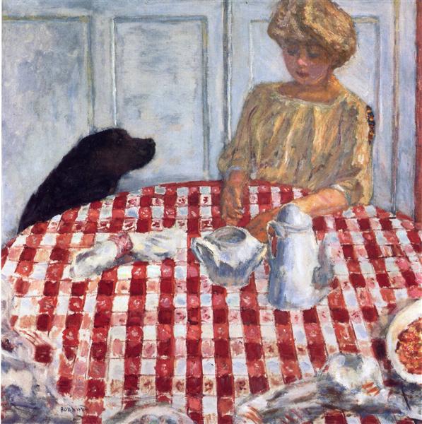 The Red Checkered Tablecloth - Pierre Bonnard