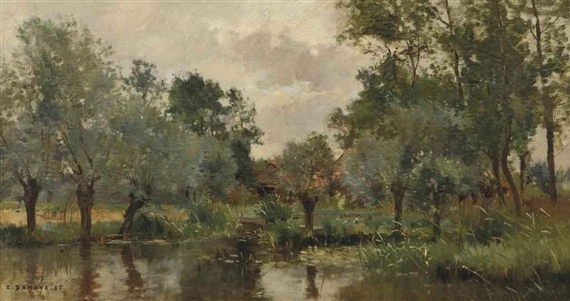 The village pond, 1885 - Pierre Emmanuel Damoye