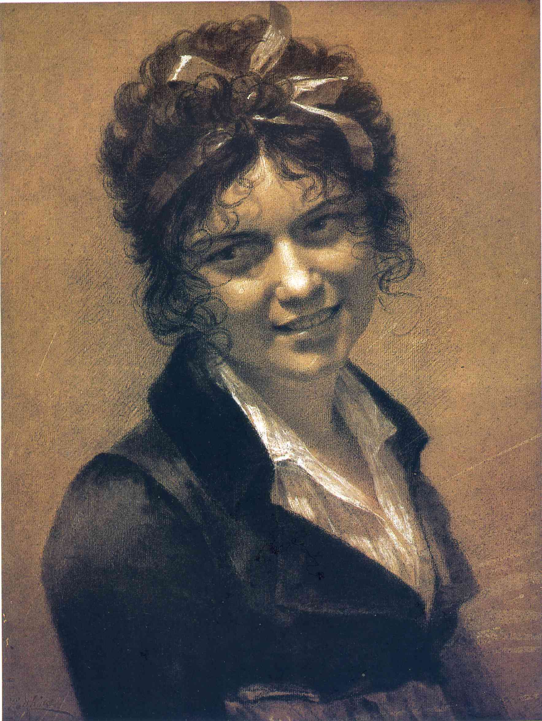 Chalk portrait of Constance Mayer