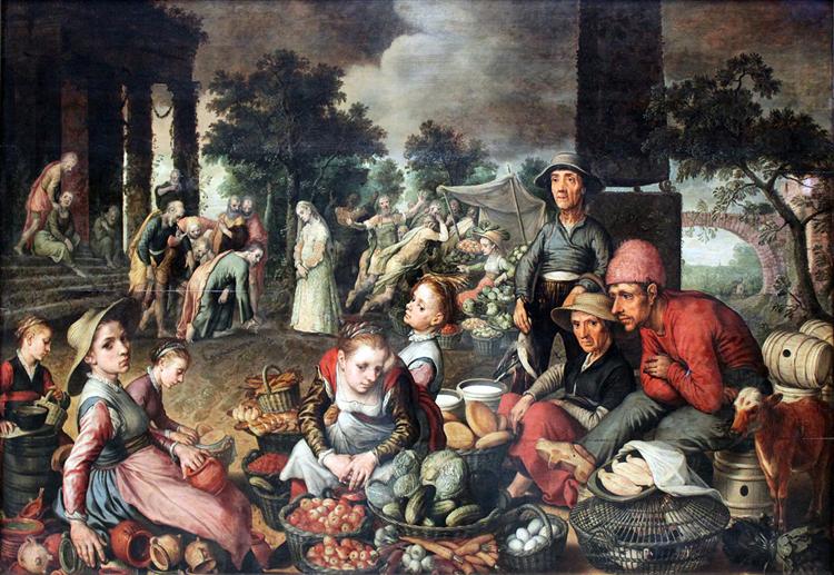 Market with Christ and the Woman Taken in Adultery, 1559 - Пітер Артсен