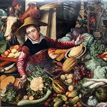 Market woman at a vegetable stand - 彼得·阿尔岑