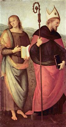 Altarpiece of St. Augustine - Scene John the Tufer and the St. Augustine - Pietro Perugino
