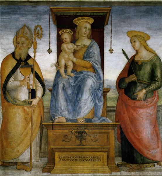 Дева Мария на троне со Св. Екатериной Александрийской и Св. Бьяджо, 1521 - Пьетро Перуджино