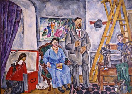 In the studio. Family Portrait., 1917 - Pjotr Petrowitsch Kontschalowski