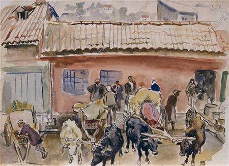 Kutaisi. Grape market., 1935 - Pjotr Petrowitsch Kontschalowski