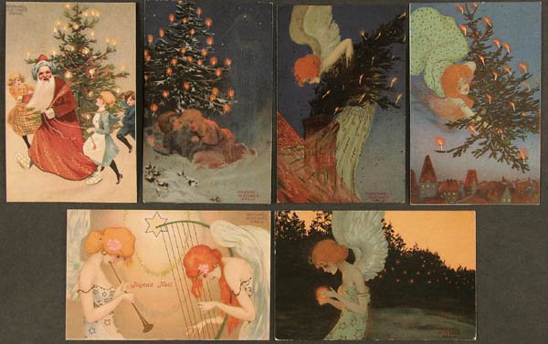 Christmas pictures signed with Paris - Raphael Kirchner