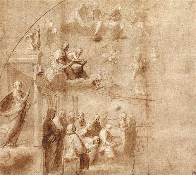 Study for the Disputa, 1509 - Рафаель Санті