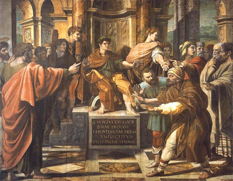 The Blinding of Elymas (cartoon for the Sistine Chapel), 1515 - Рафаель Санті