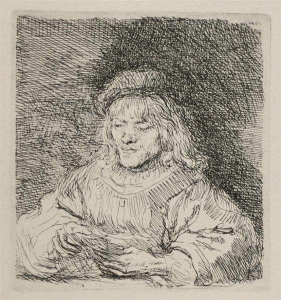 A Man Playing Cards, 1641 - Рембрандт