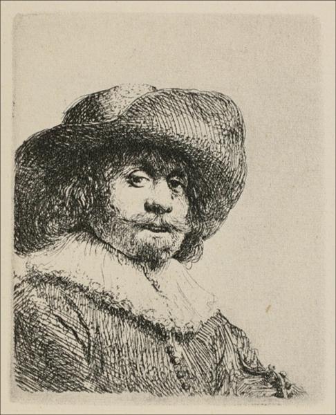 A Portrait of a Man with a Broad Brimmed Hat and a Ruff, 1638 - Rembrandt van Rijn