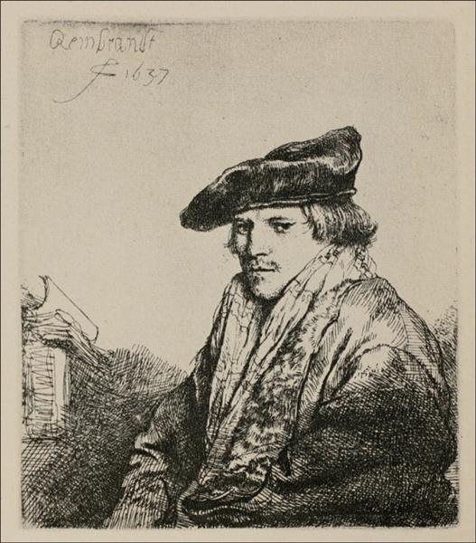 A Young Man Seated, Turned to the Left, 1637 - Рембрандт