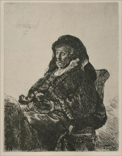 Rembrandt`s Mother in a Widow`s Dress, 1632 - Rembrandt van Rijn