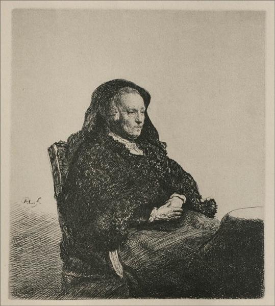 Rembrandt`s Mother, Seated, Looking to the Right, 1631 - Рембрандт