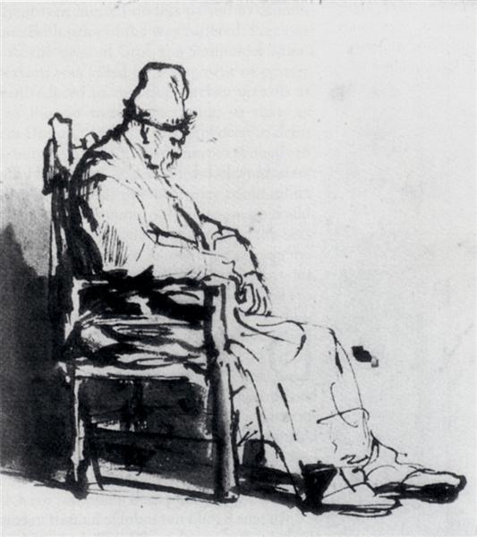 Seated Old Man (possibly Rembrandt`s father) - Рембрандт