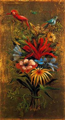 Floral bouquet with birds - Ремедіос Варо