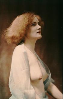 Female nude draped in a blue veil - Робер Демаши