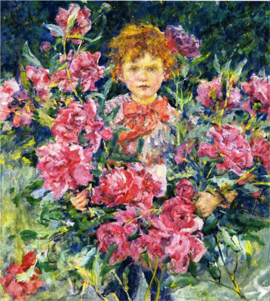 Boy with Red Peonies, 1910 - Роберт Льюис Рид