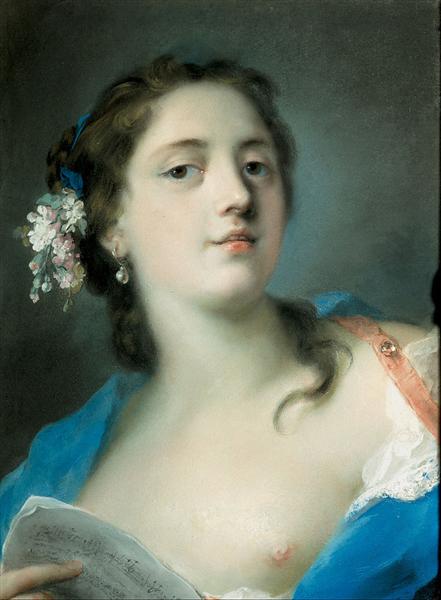 The Singer Faustina Bordoni with a Musical Score, 1724 - Розальба Карр'єра