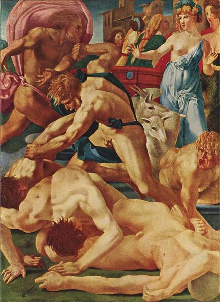Moïse défend les filles de Jethro, 1523 - Rosso Fiorentino