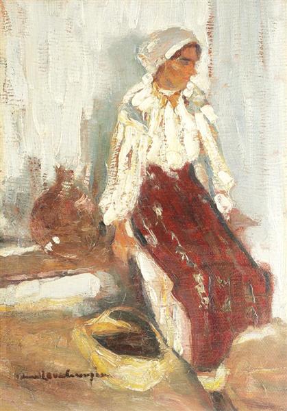 Peasant Woman on Bench, 1929 - Рудольф Швейцер-Кумпана