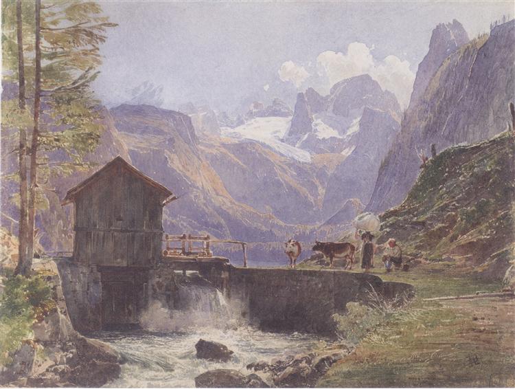 Hoher Dachstein from Lower Gosau, 1838 - Rudolf von Alt