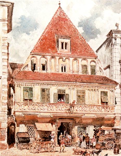 Watercolour of Steyr Bummerlhaus, 1871 - Рудольф фон Альт