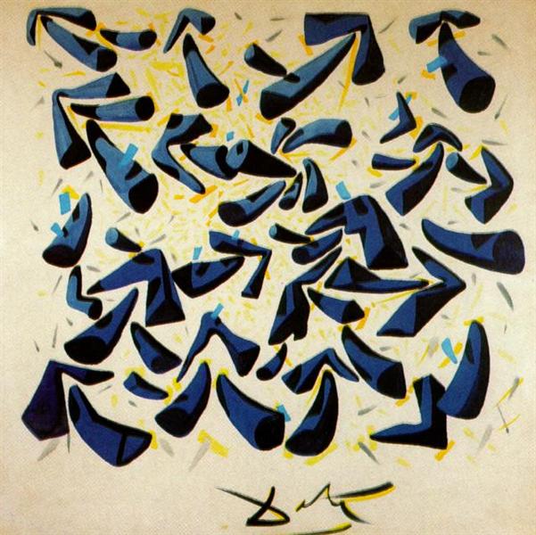 Blue Horns. Design for a Scarf, 1955 - Salvador Dali