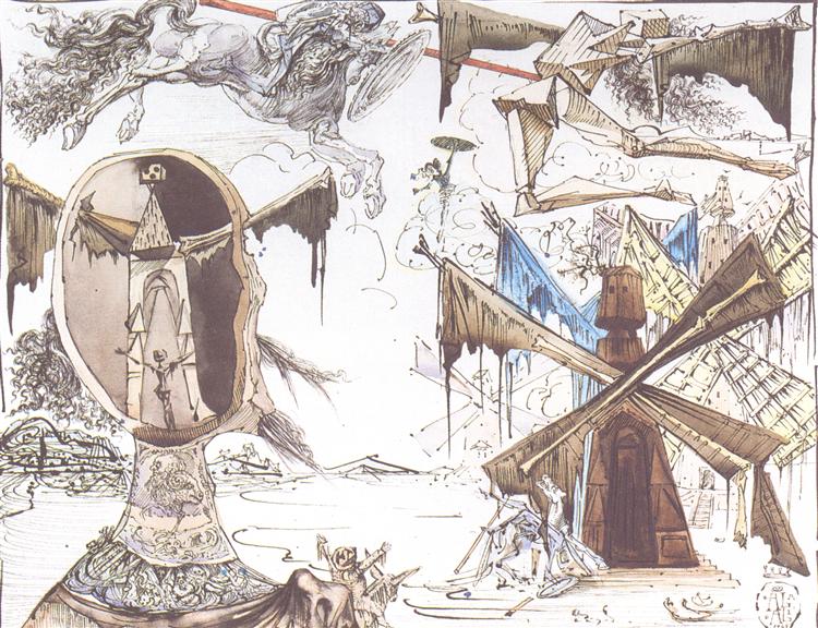 Don Quixote and the Windmills, 1945 - Salvador Dali