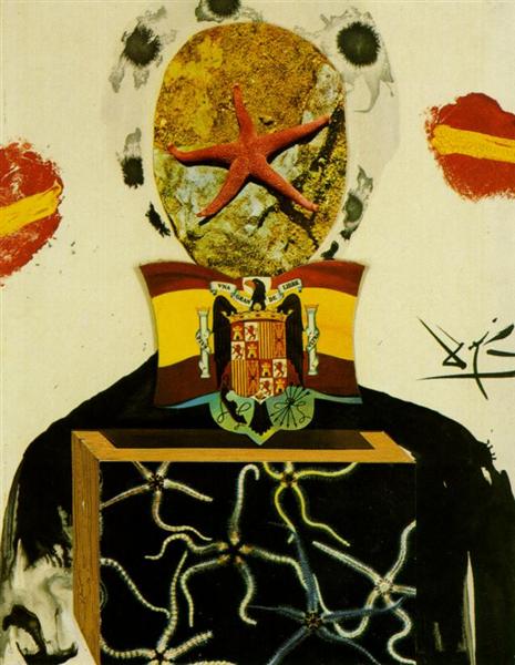 Figure with Flag. Illustration for 'Memories of Surrealism', c.1971 - Сальвадор Далі