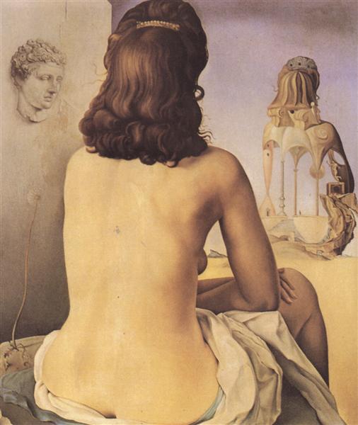My Wife, Nude, Contemplating Her Own Flesh Becoming Stairs, Three Vertebrae of a Column, Sky and Architecture, 1945 - Salvador Dalí